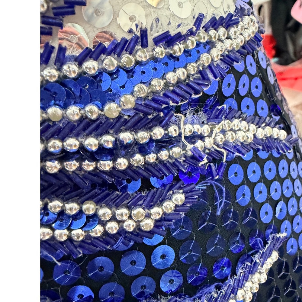 Alyce Designs 80's Sequin Gown Women Size 6 Blue Silver Vintage Beaded Starburst - Picture 16 of 16